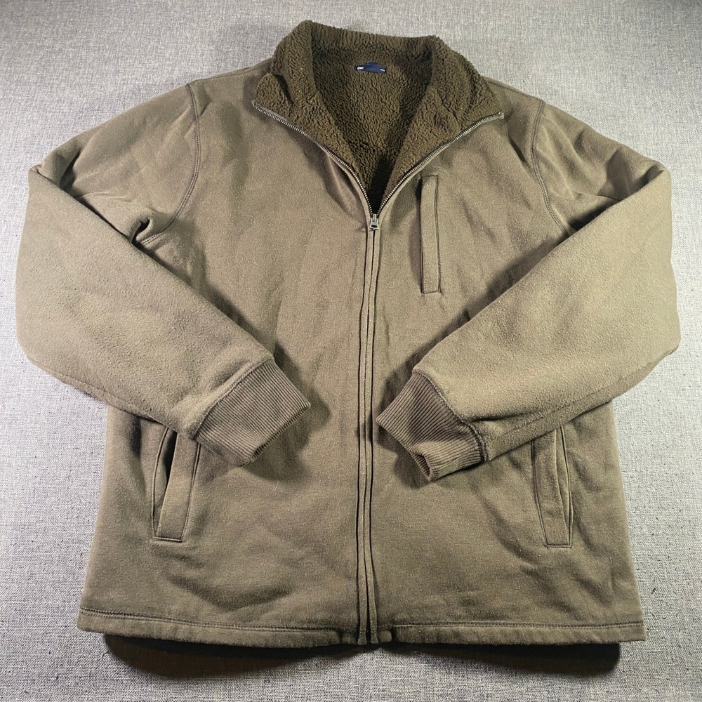 Gap Mens Full Zip Fleece Lined Jacket Brown Casual Coat Outdoor Warm Layer